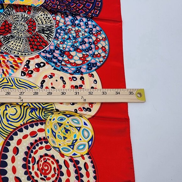 Womens 35x34.5" Colorful Abstract Silk Feel Polyester Square Scarf - Picture 8 of 8